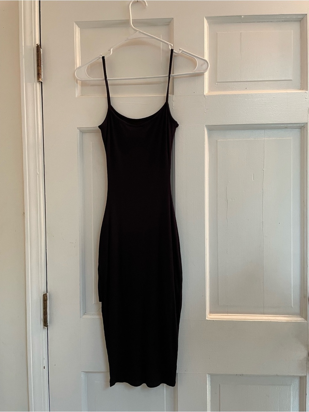 Windsor Black Midi Slip Dress with Spaghetti Straps